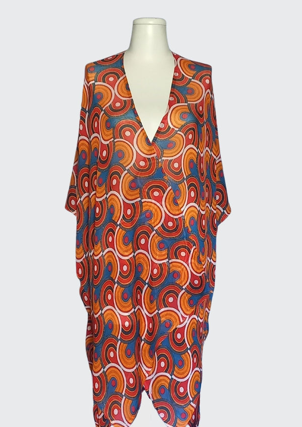 Semi Circle Print Kimono (SE-2956_Orange)